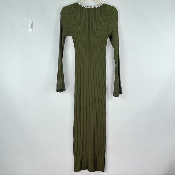 WAYF Cinthia Jewel Neck Long Sleeve Rib Midi Dress sz Large - Picture 5 of 13
